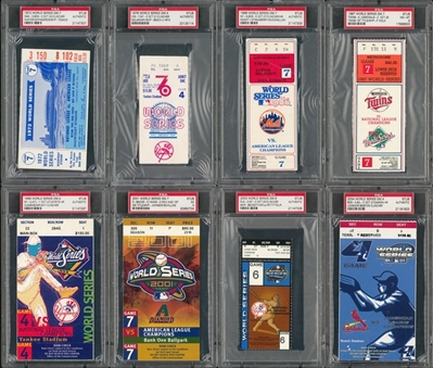 1972-2004 World Series Clincher Ticket Stub Collection - Lot Of 8 (PSA)
